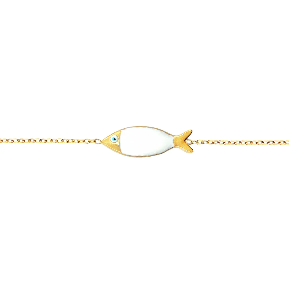 Gold Vermeil White Fish Bracelet, Adjustable