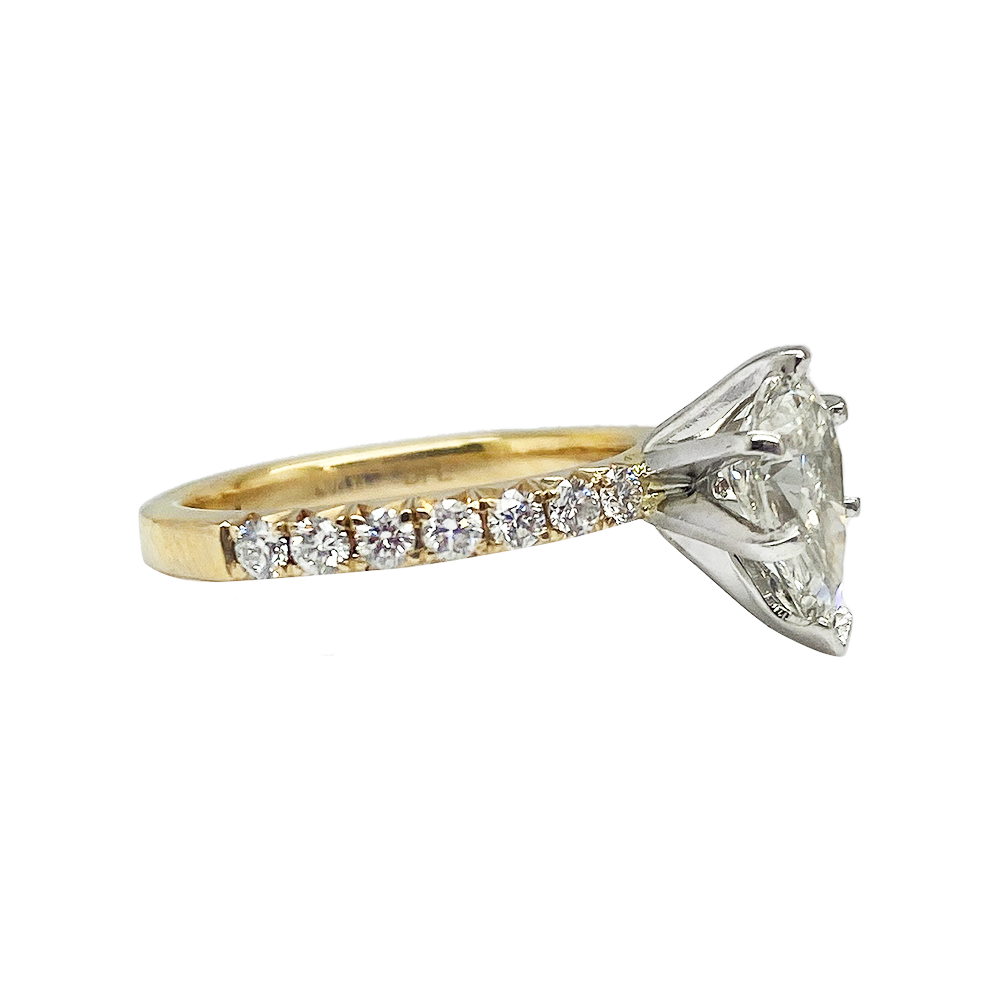 Pear Cut Lab Grown Diamond Ring, 1.00 carat Center