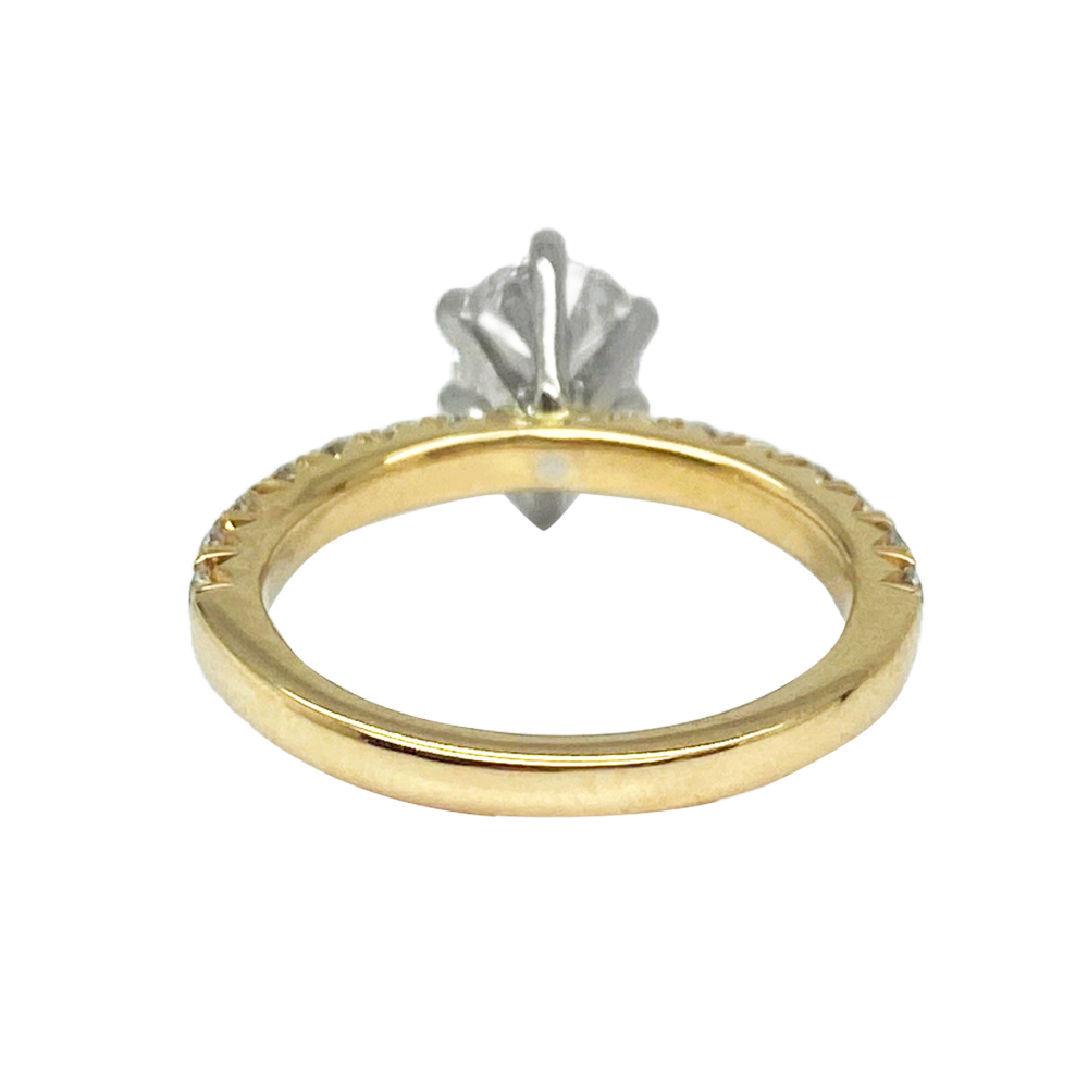 Pear Cut Lab Grown Diamond Ring, 1.00 carat Center