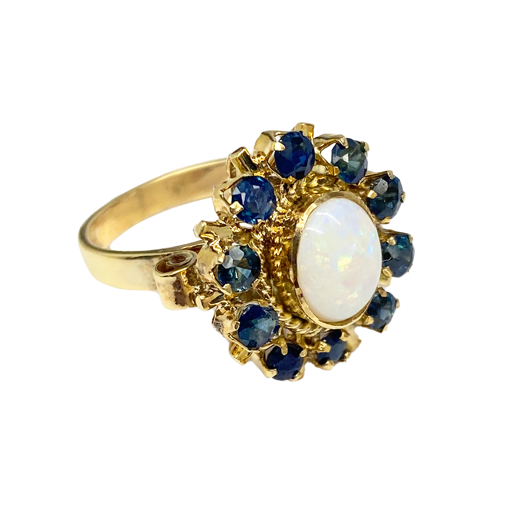 Natural Opal & Sapphire Vintage 18kt Ring