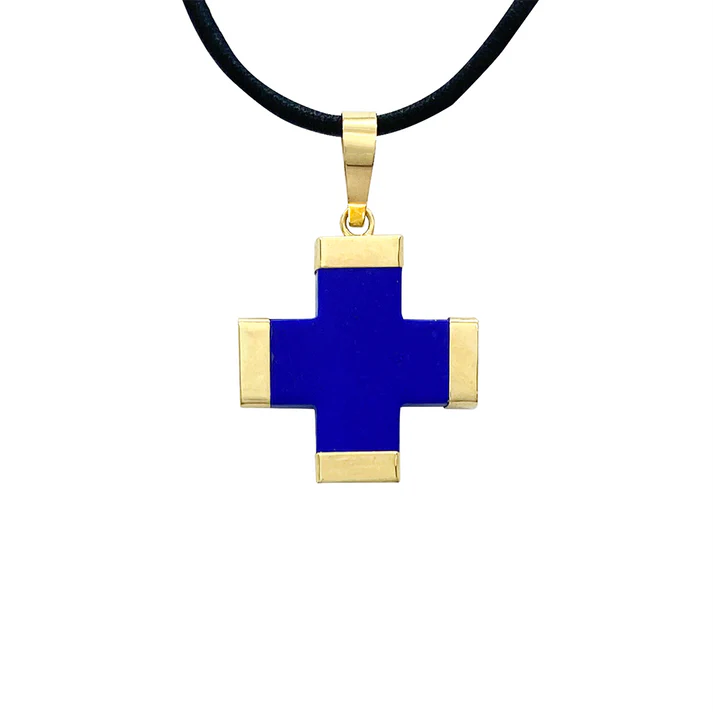 Lapis 14kt Yellow Gold Cross