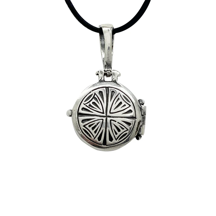 Virgin Mary & Jesus Enameled Pendant, Sterling Silver