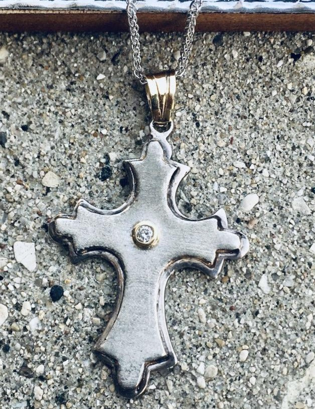 George's Cross, 14kt Gold with Diamond