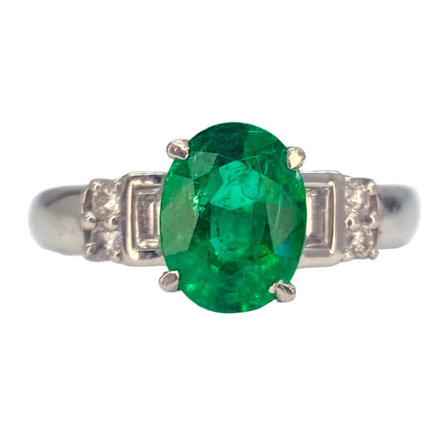 Emerald & Diamond Platinum Ring