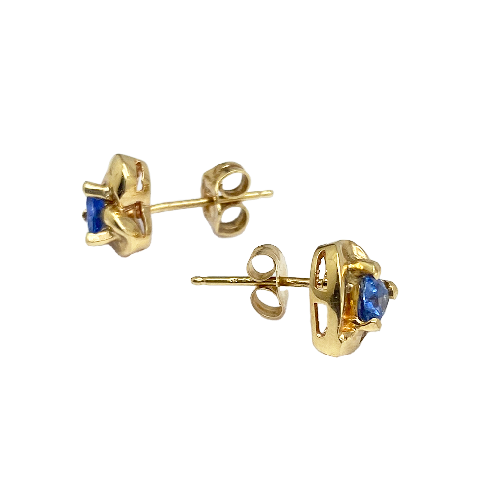 Genuine Tanzanite & Diamond Heart Earrings