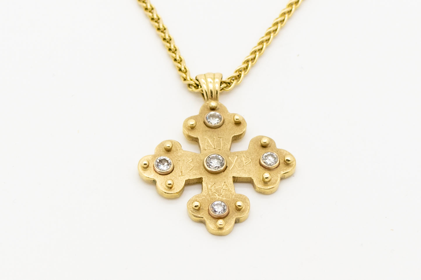 Paraskevi Byzantine Orthodox Cross - 18kt Gold with Diamonds