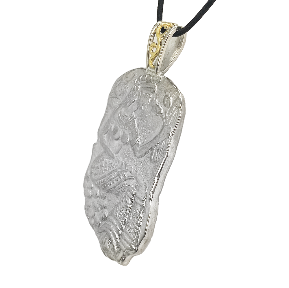 Cretan Goddess Pendant, Sterling Silver & 14kt