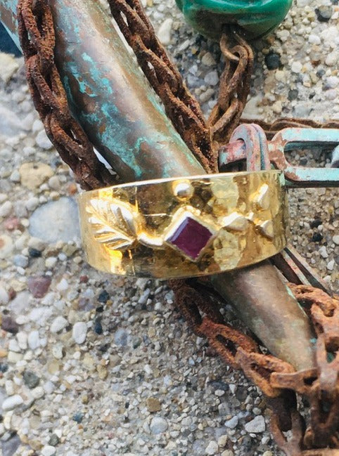 Grecian Ruby Ring - Gold Vermeil