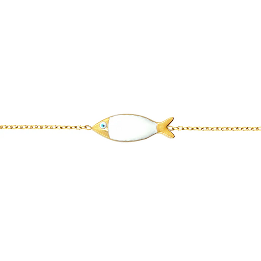 Gold Vermeil White Fish Bracelet, Adjustable