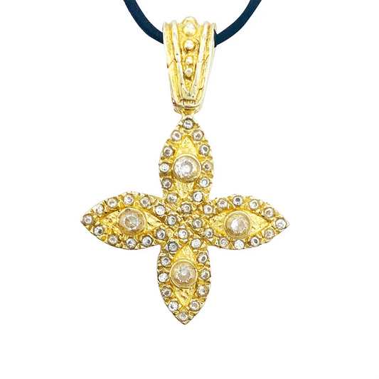 Byzantine Cross, Gold Vermeil, Cubic Zirconia