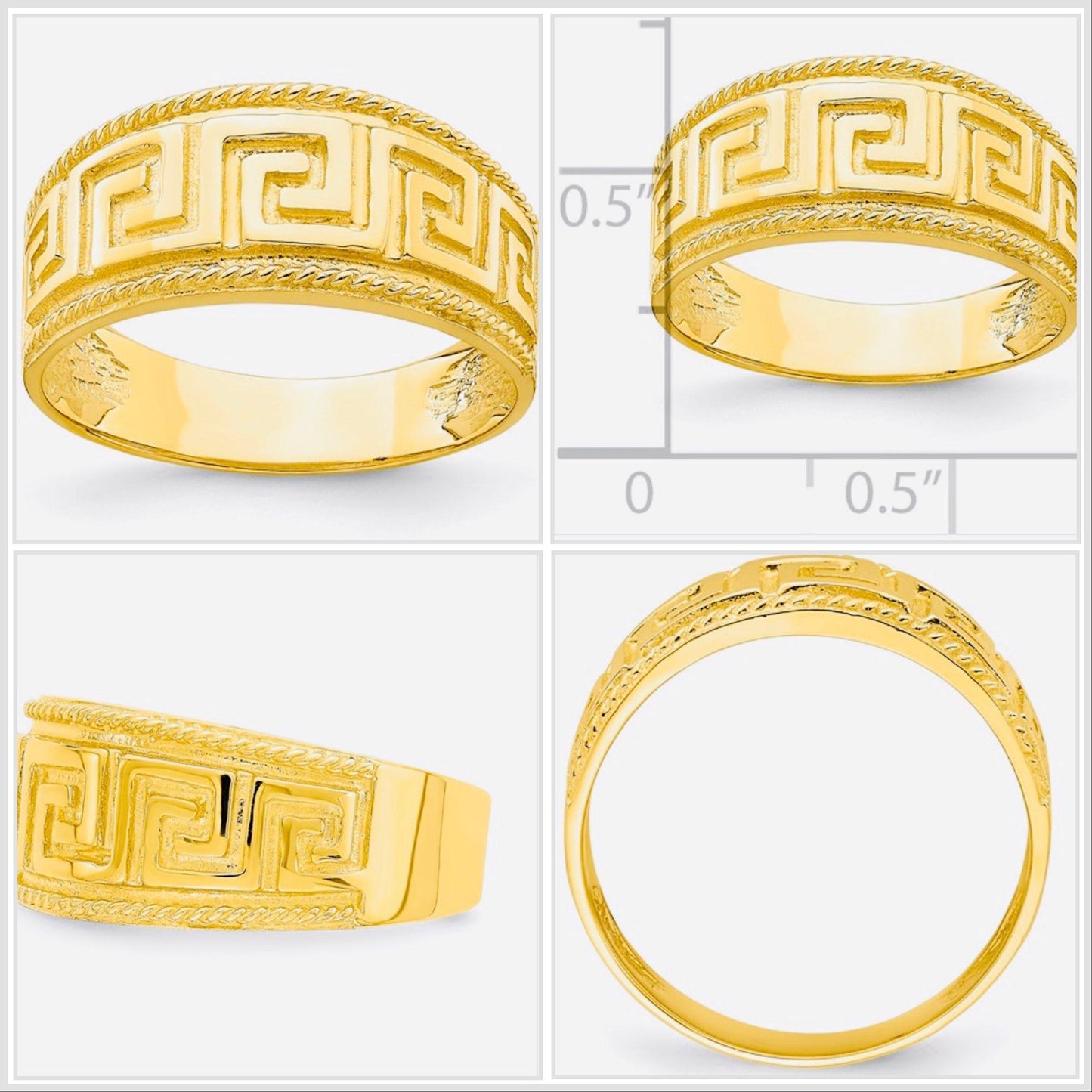 Classic Greek Key Ring 14kt Yellow Gold