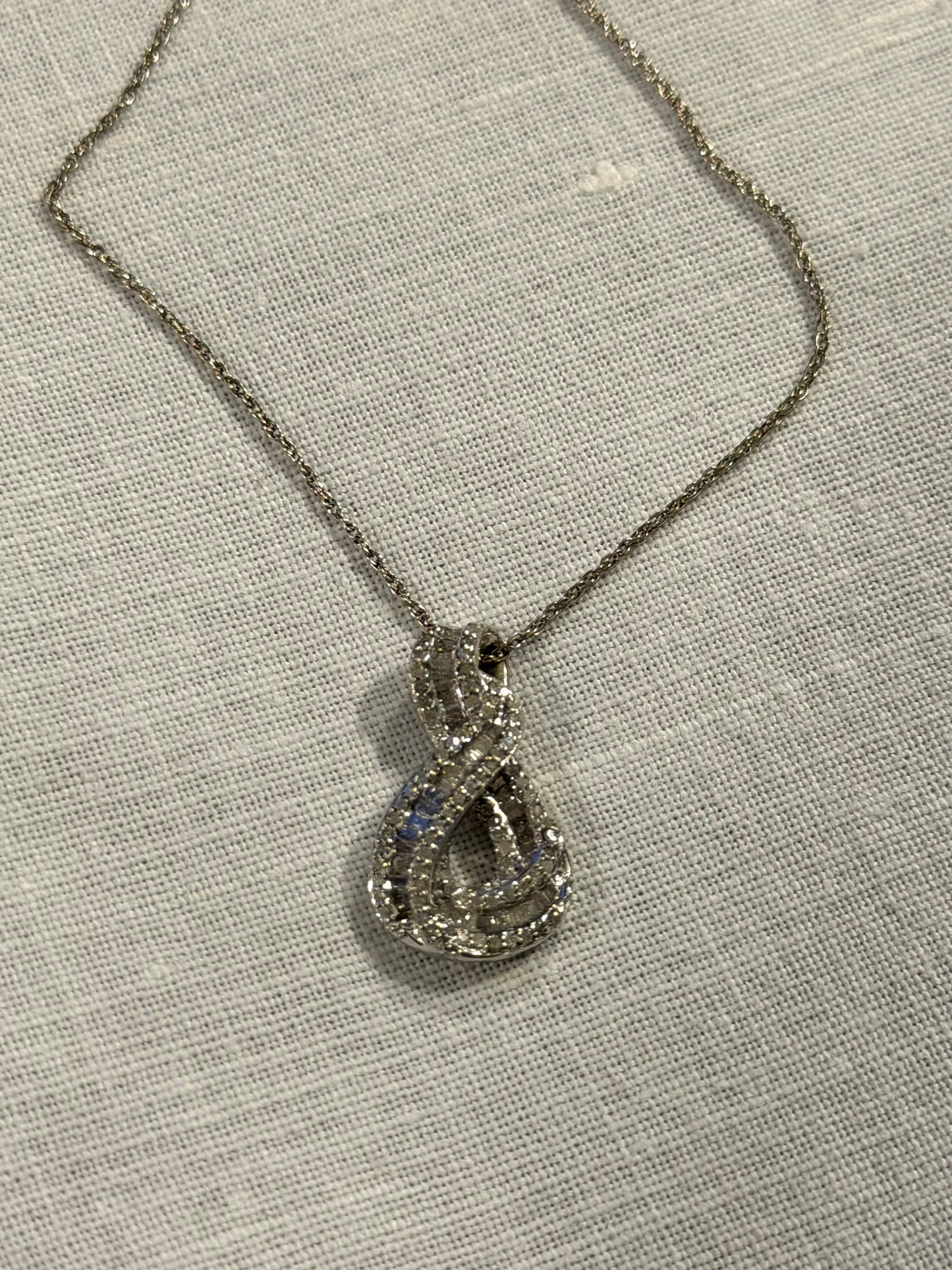 Natural Diamond, Sterling Silver Figure 8 Pendant