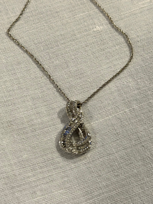 Natural Diamond, Sterling Silver Figure 8 Pendant