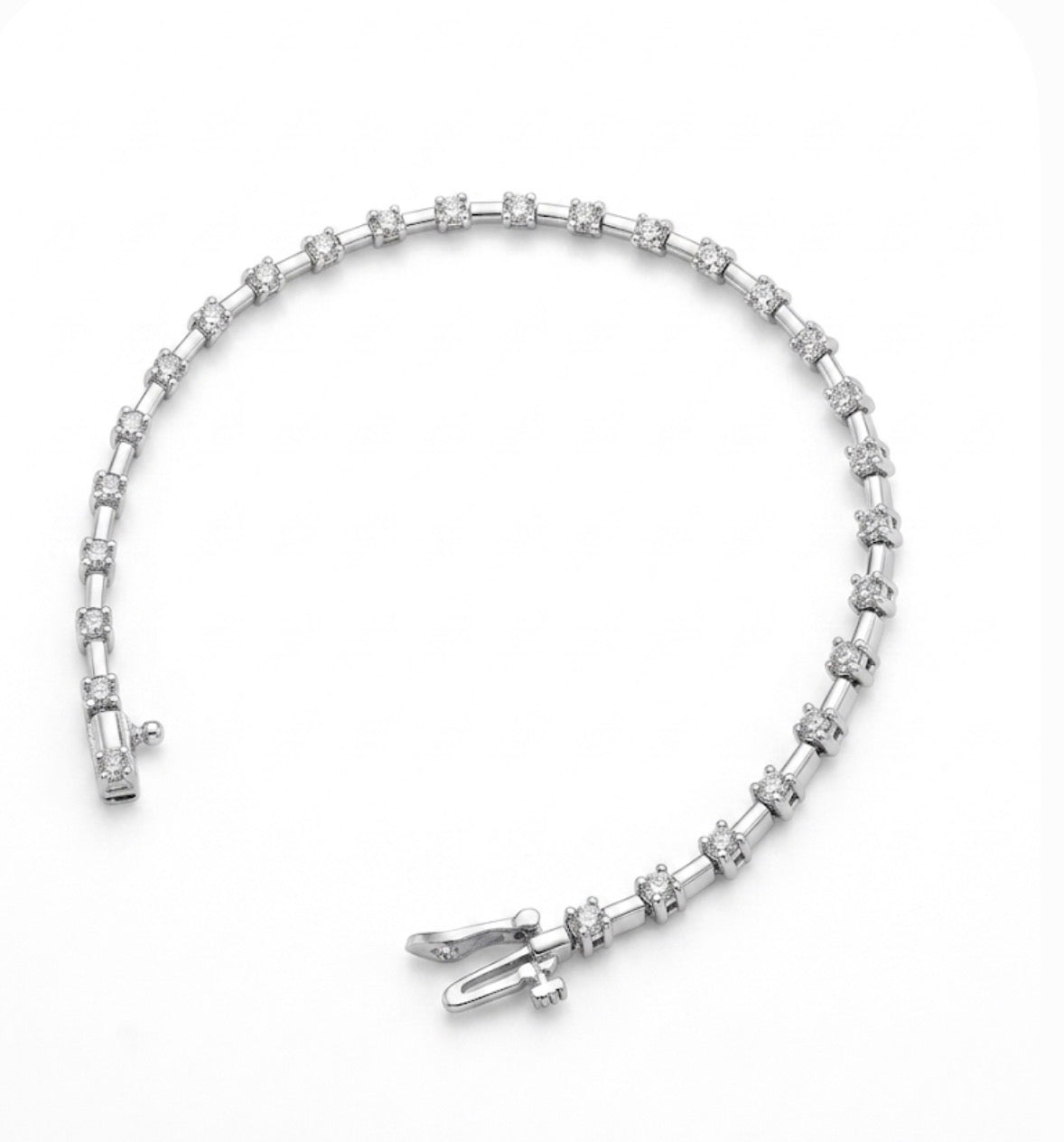 14 Karat White Gold, Natural Diamond Station Bracelet