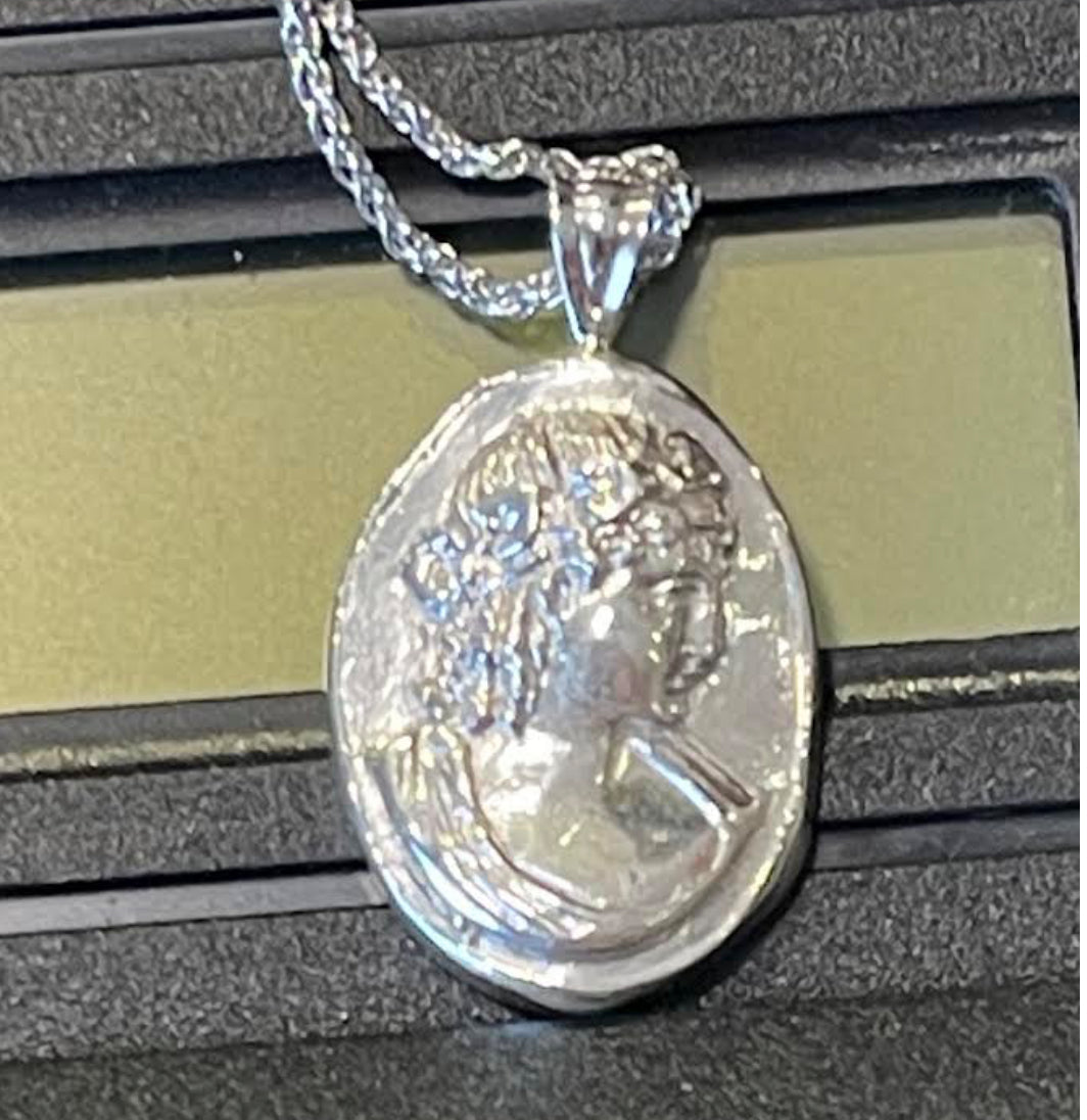 Sterling Silver Leto Cameo Pendant with Silver Chain
