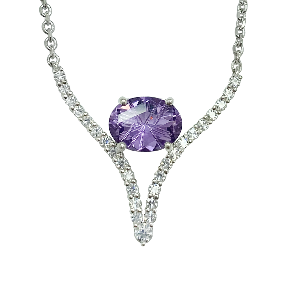 Amethyst & Moissanite Sterling Silver Necklace