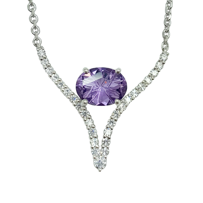 Amethyst & Moissanite Sterling Silver Necklace