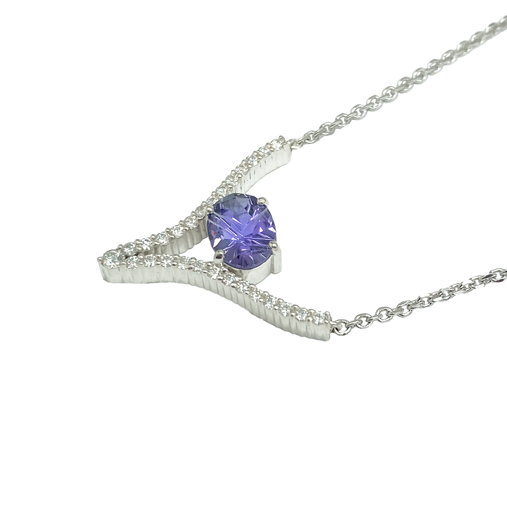 Amethyst & Moissanite Sterling Silver Necklace