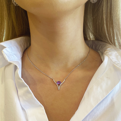Amethyst & Moissanite Sterling Silver Necklace
