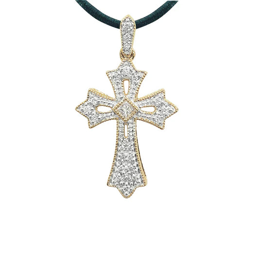 14kt 1/6ct. Natural Diamond Cross Pendant