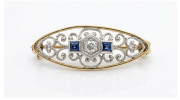 14 Karat Victorian Pin - Diamond and Sapphire