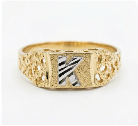 10kt Two Tone 'K' Signet Ring