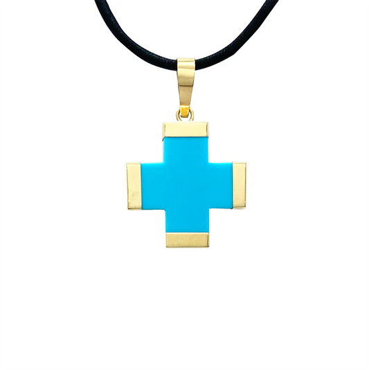 Turquoise 14kt Yellow Gold Cross