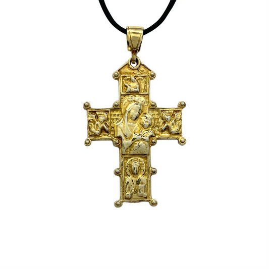 Virgin Mary & Jesus Cross, Gold Vermeil