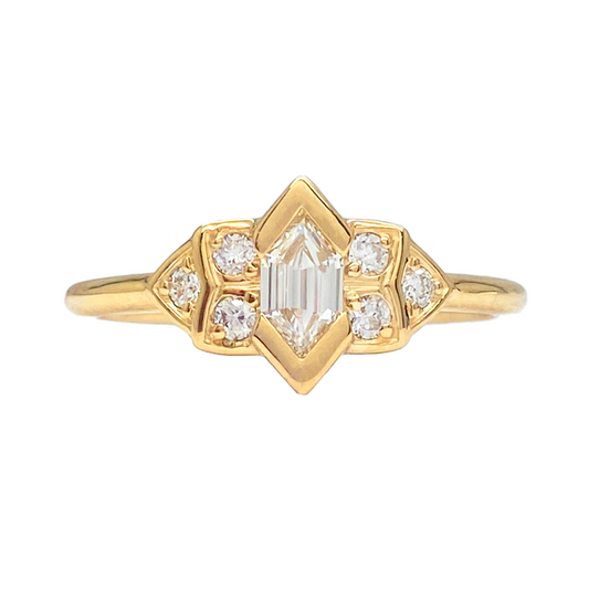 Step Cut Hexagon Diamond Ring