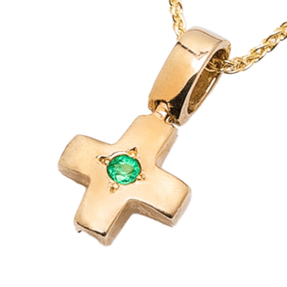 Betty's Byzantine Orthodox Cross - 14Kt Gold with Genuine Emerald