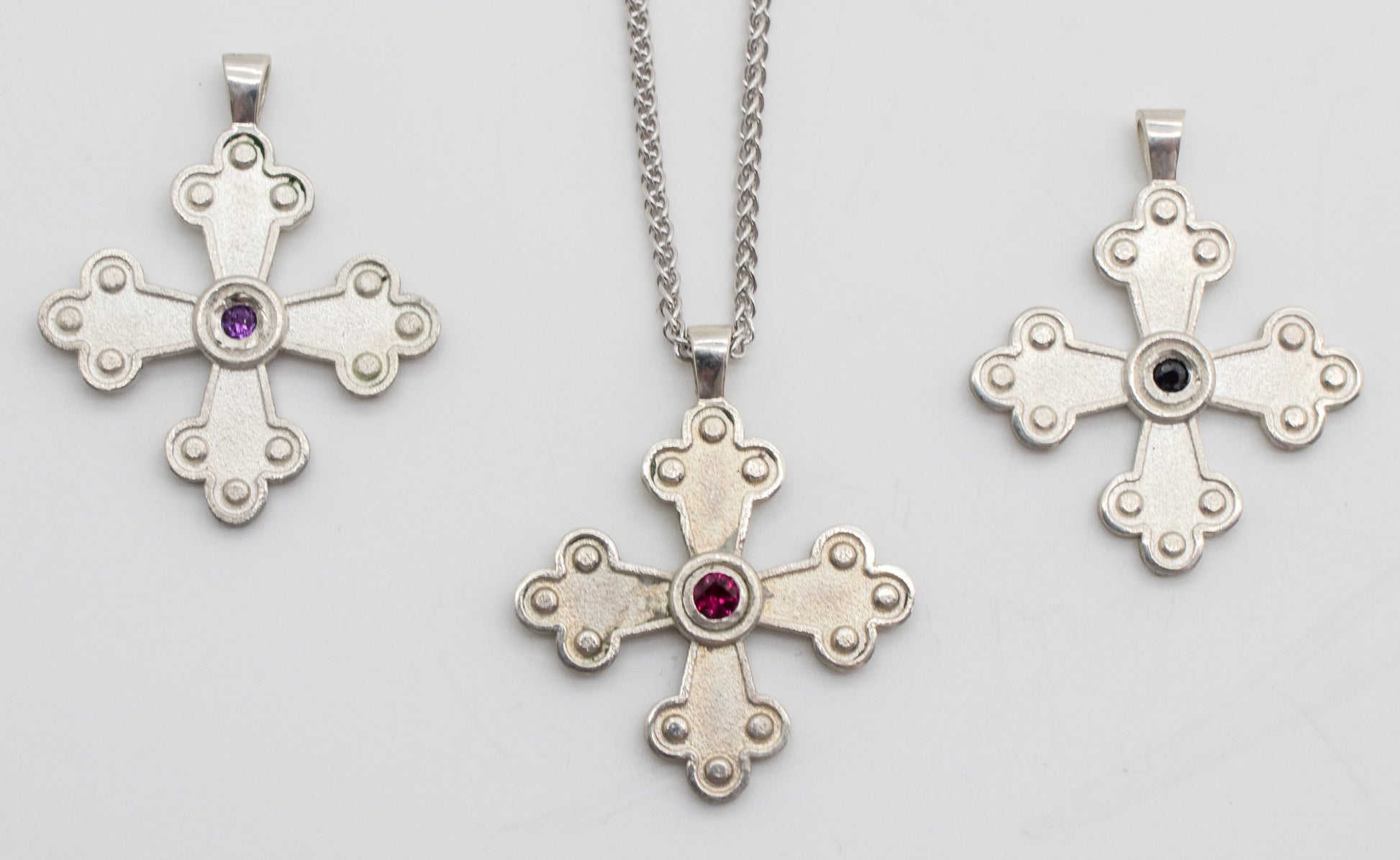 Amalia-Elisabet Byzantine Orthodox Cross - Sterling Silver with Gemstone