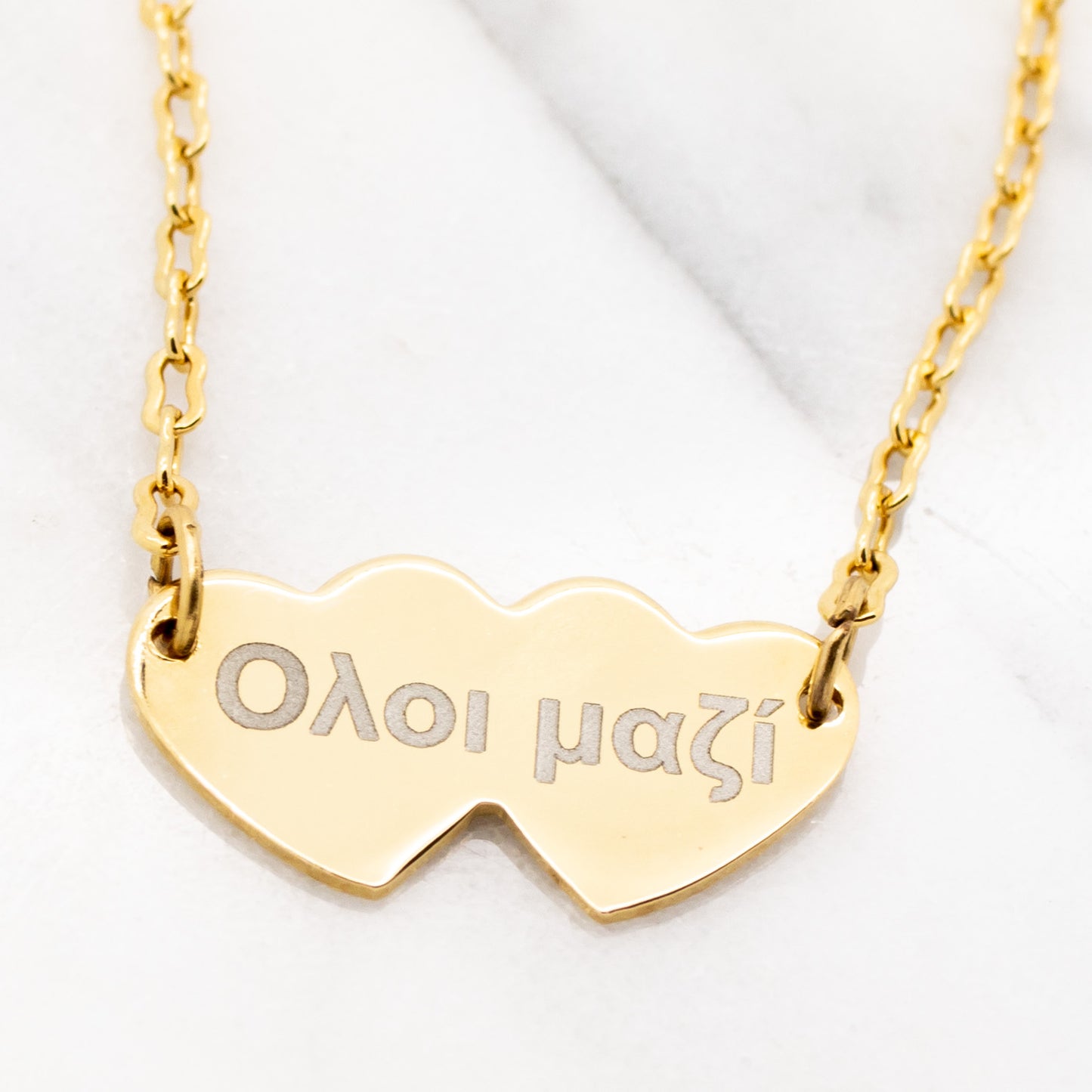 “ALL TOGETHER NOW” Anklet in Greek Letters - Gold Tone