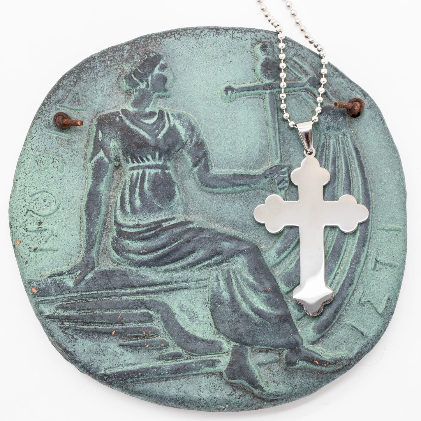 Large Trefoil Orthodox Cross - Stainless Steel