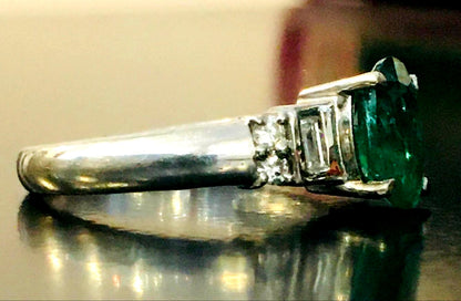 Emerald & Diamond Platinum Ring