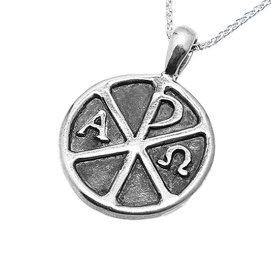 Chi Rho Orthodox Disc Pendant - Sterling Silver