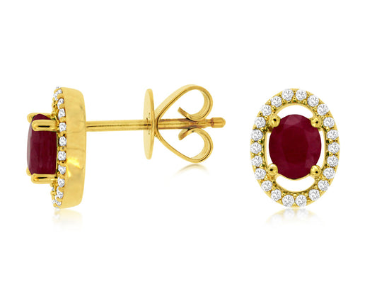 Ruby & Diamond Halo Earrings