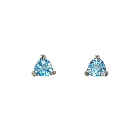 Trillion Cut Blue Topaz Earrings, Sterling Silver