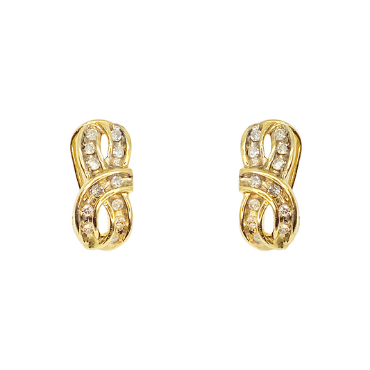 Natural Diamond Earrings with Omega Back, 14 karat