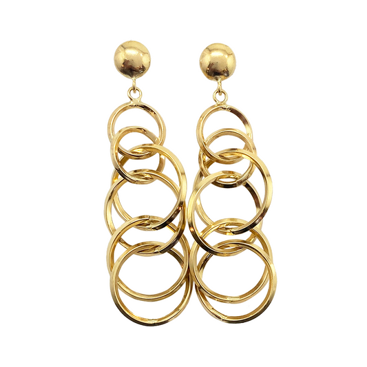 Circle Drop Post Earrings, 14 karat