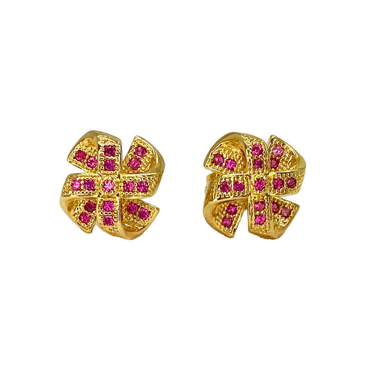 Pink Tourmaline 'Bow' Earrings