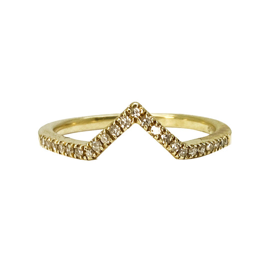 Natural Diamond 'V' Band, Yellow Gold