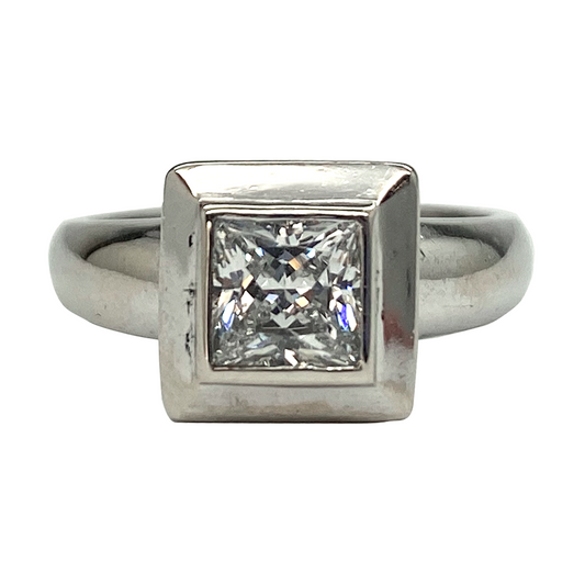 Geometric 14kt White Gold Cubic Zirconia Ring