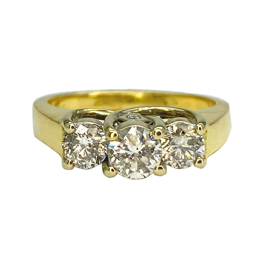 Three Stone 14 Karat Gold Diamond Ring