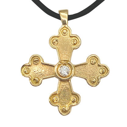 Amalia-Elisabet Byzantine Orthodox Cross - 14kt Gold with Gemstone