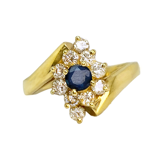Natural Blue Sapphire & Diamond 14kt Ring