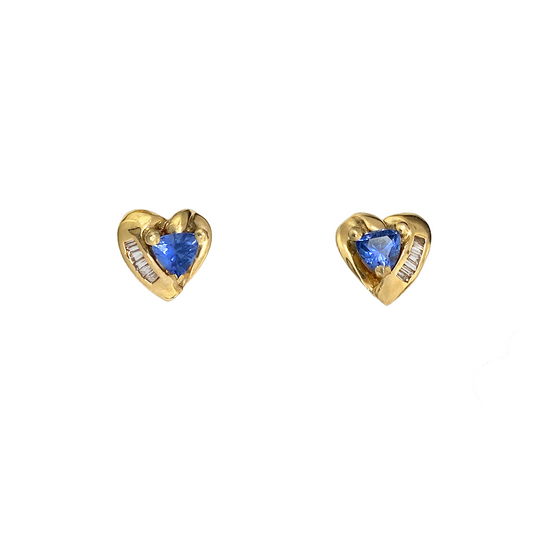 Genuine Tanzanite & Diamond Heart Earrings