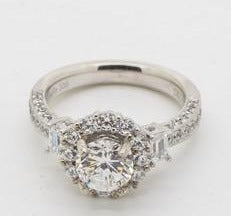 Halo Engagement Ring Mounting - 14kt White Gold