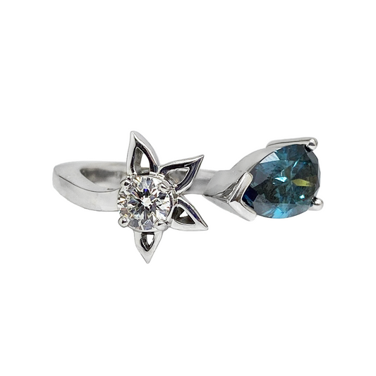 Blue & White Diamond Custom Ring
