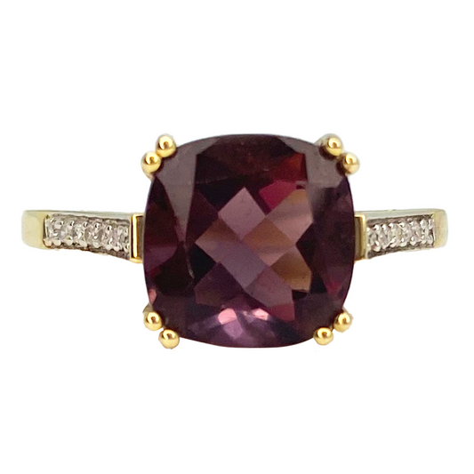 Rhodalite Garnet & Diamond 14kt Ring, Size 10