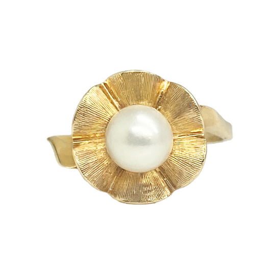 Cultured Pearl 14kt Yellow Gold Flower Ring